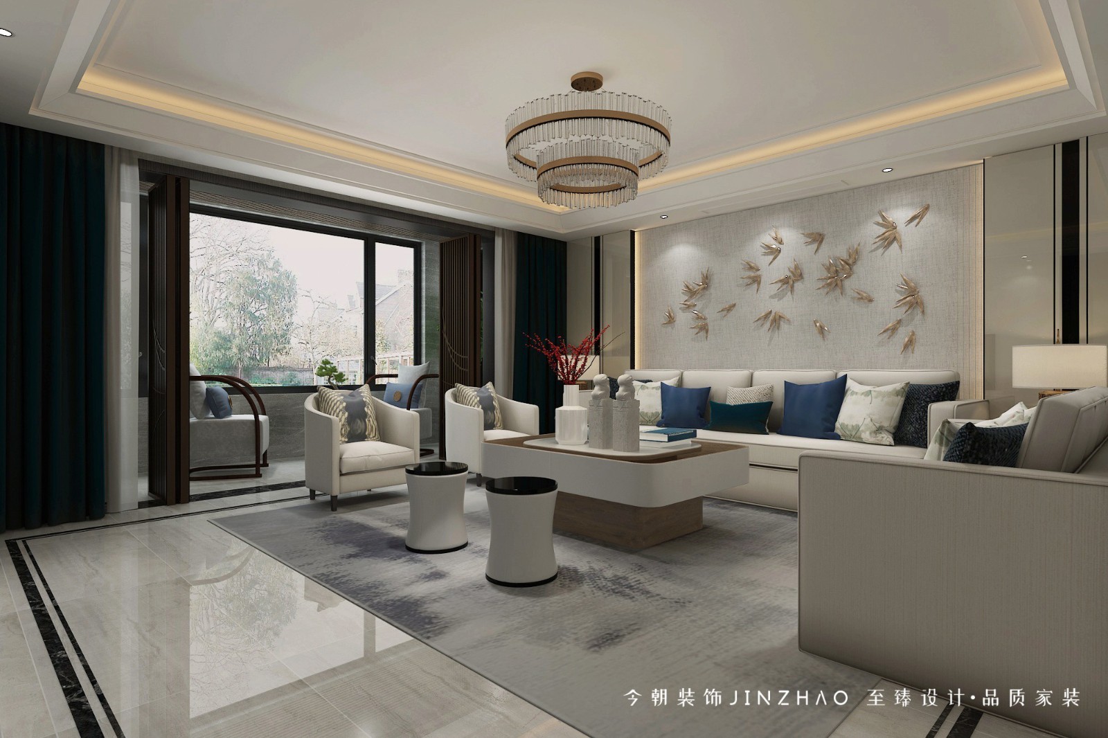 榮盛華府現(xiàn)代簡約風格客廳裝修效果圖
